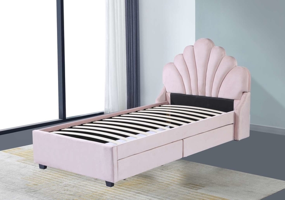 لينة المخملية النسيج الصلبة Woodday سرير خشبي حجم الملكة سرير الإطار 137 * 203 مم